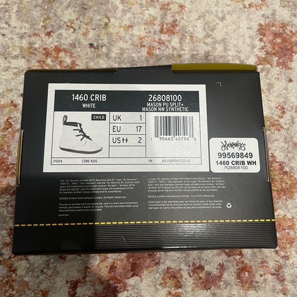 NEW IN BOX‼️ Doc Martens 1460 Crib White Baby Boots - Picture 2 of 6